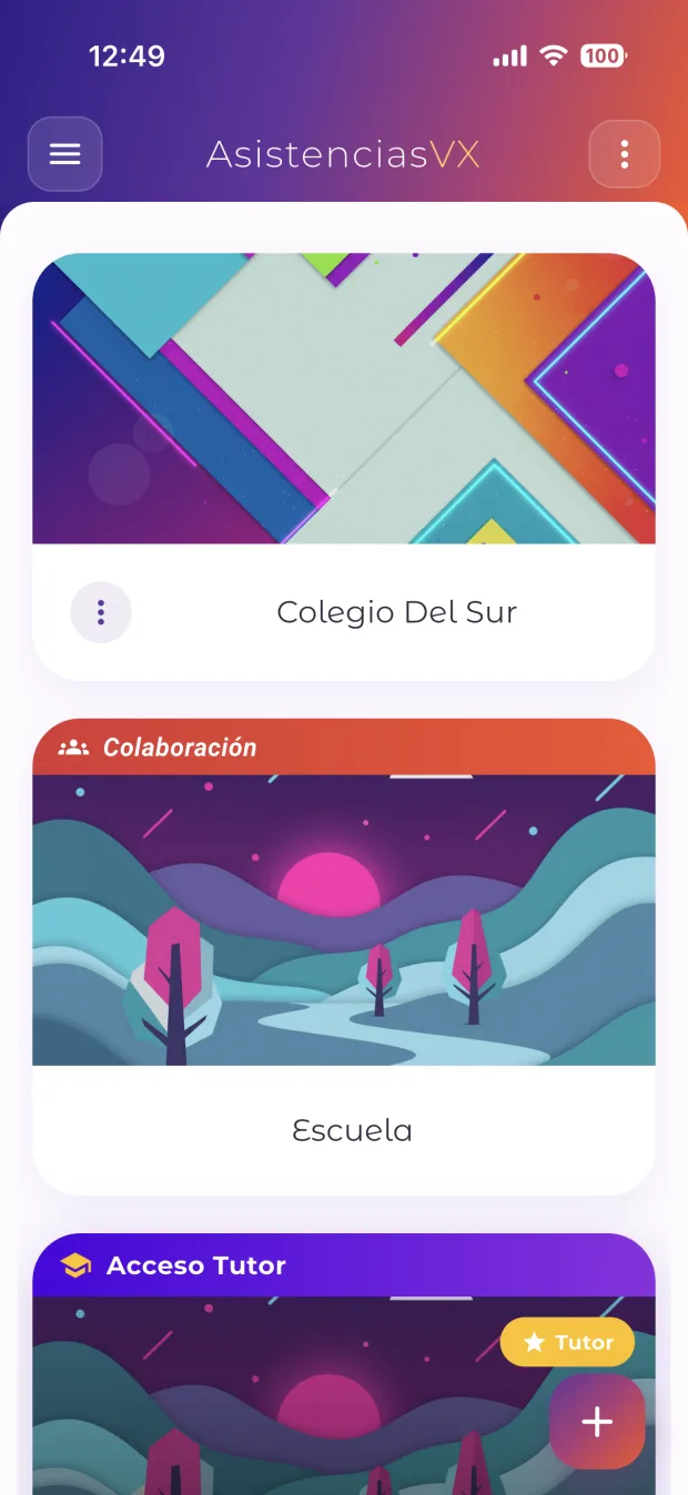 Aplicación AsistenciasVX en modo claro